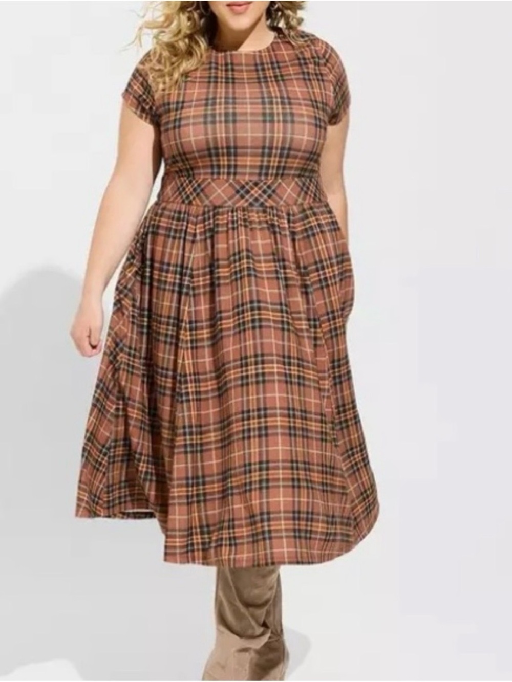 Torrid Dress Womens 3X Brown Plaid
